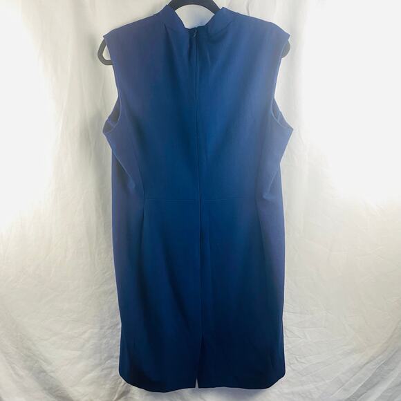MM. LaFleur Navy Blue V-Neck Sleeveless Aditi Sheath Dress Sz 16 Classic Career - Picture 7 of 8